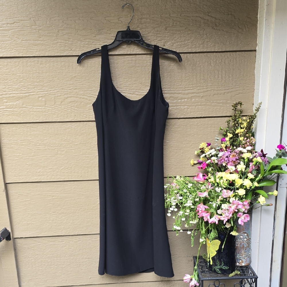 Armani Collezioni Black Midi Dress Size 14 Made in Italy Silk Blend
